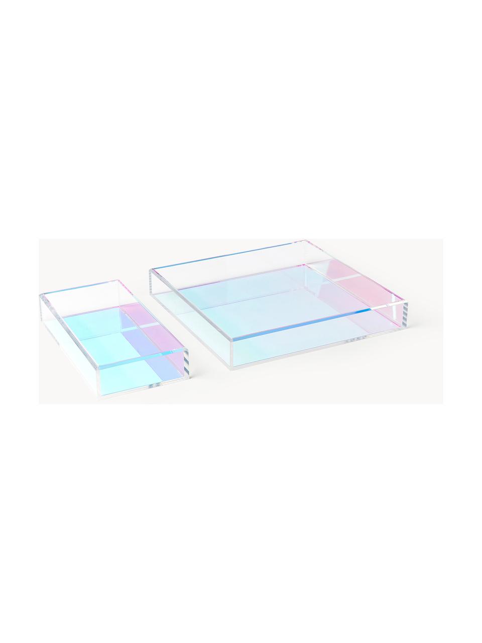 Deko-Tabletts Yuki, 2er-Set, Acrylglas, Bunt, Set mit verschiedenen Größen