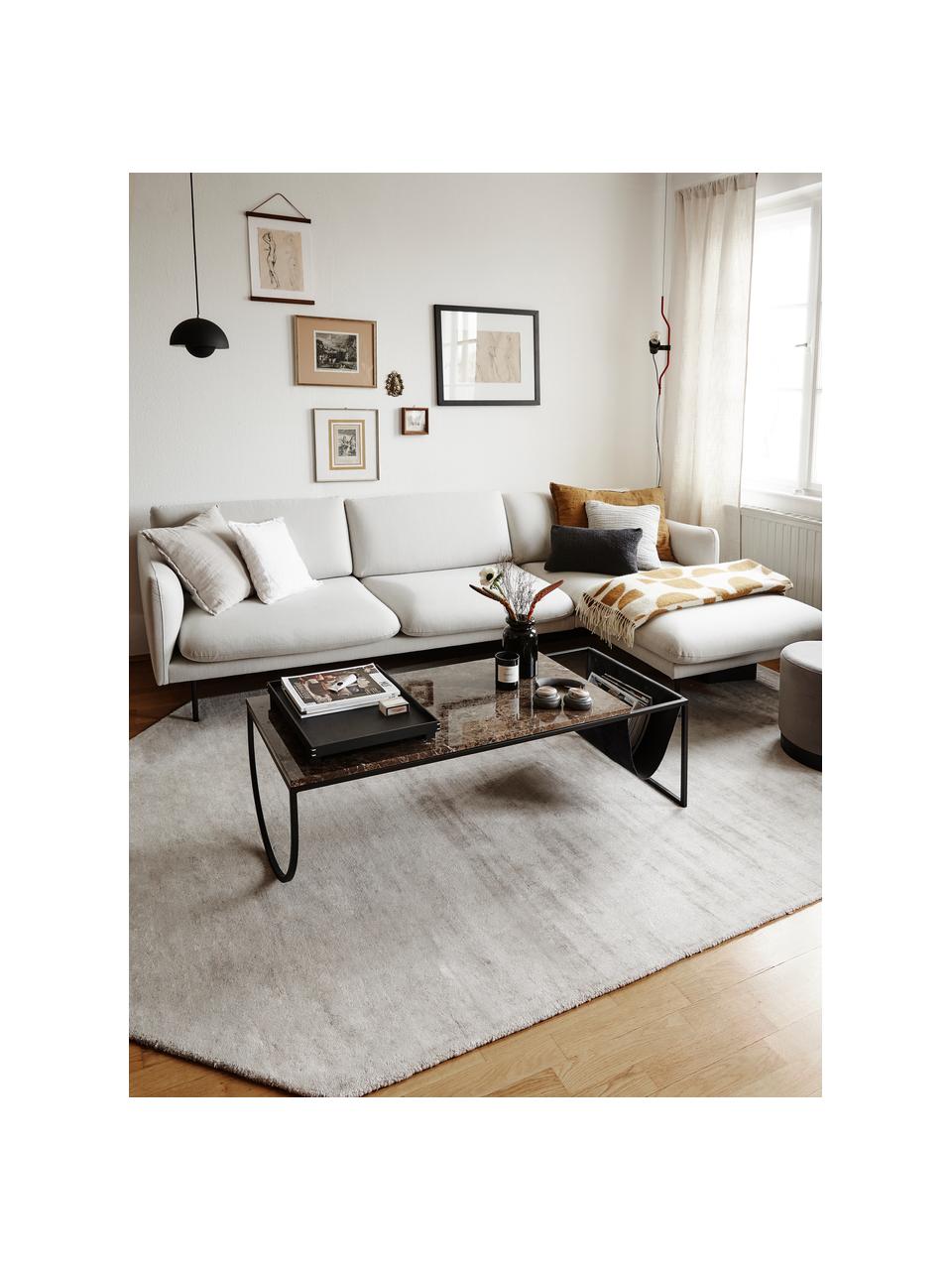 Canapé d'angle beige Moby, Tissu beige, larg. 280 x prof. 160 cm, méridienne à droite