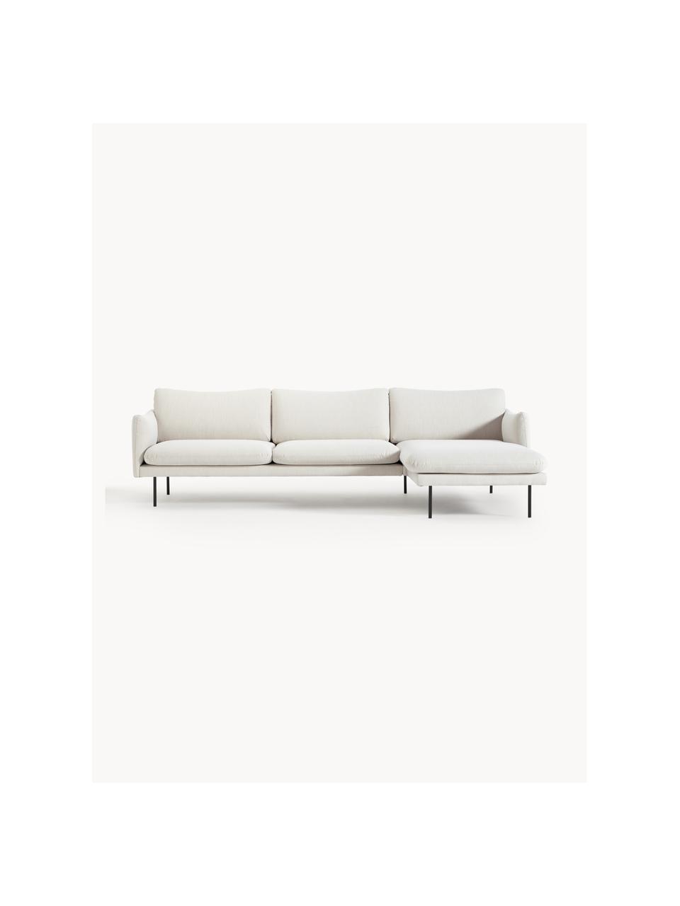 Sofá rinconera Moby, Tapizado: poliéster Alta resistenci, Estructura: madera de pino maciza, Patas: metal Este producto está , Tejido Off White, An 280 x F 160 cm, chaise longue derecha