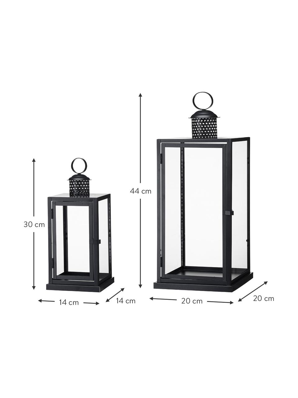 Komplet latarenek Galea, 2 elem., Stelaż: metal powlekany, Czarny, Komplet z różnymi rozmiarami