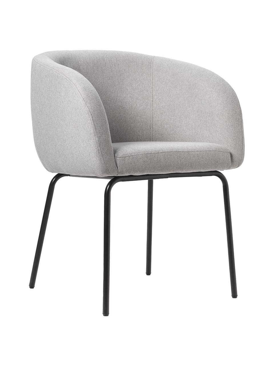 Sedia con braccioli Alani 2 pz, Rivestimento: 80% poliestere, 20% acril, Gambe: metallo verniciato a polv, Tessuto grigio chiaro, Larg. 58 x Prof. 58 cm