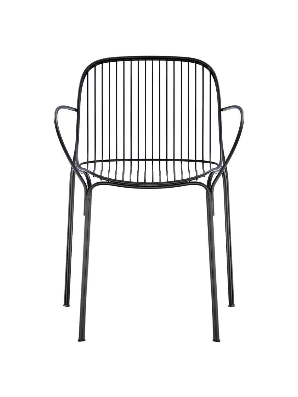 Tuin armstoel Hiray, Verzinkt staal, geverfd, Zwart, B 46 x D 55 cm