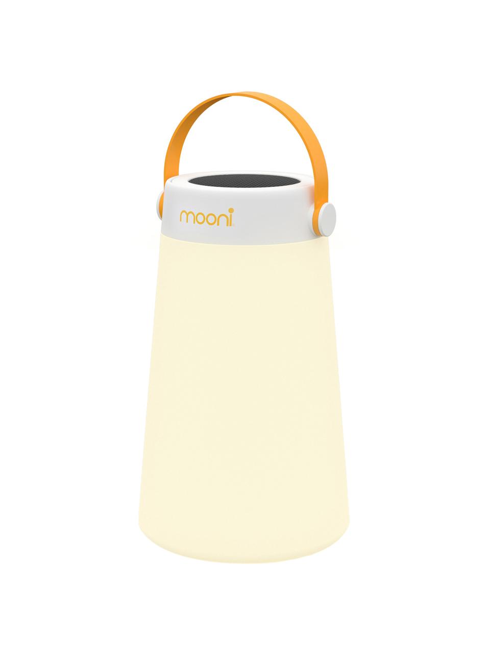 Mobiele outdoor LED lamp met luidspreker Take Me, Lampenkap: kunststof (LDPE), Wit, oranje, Ø 18 x H 30 cm