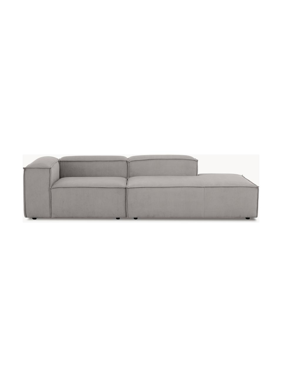Diván modular de pana Lennon, Tapizado: pana (92% poliéster, 8% p, Estructura: madera de pino maciza, ma, Patas: plástico, Pana gris, An 269 x F 119 cm, respaldo derecho