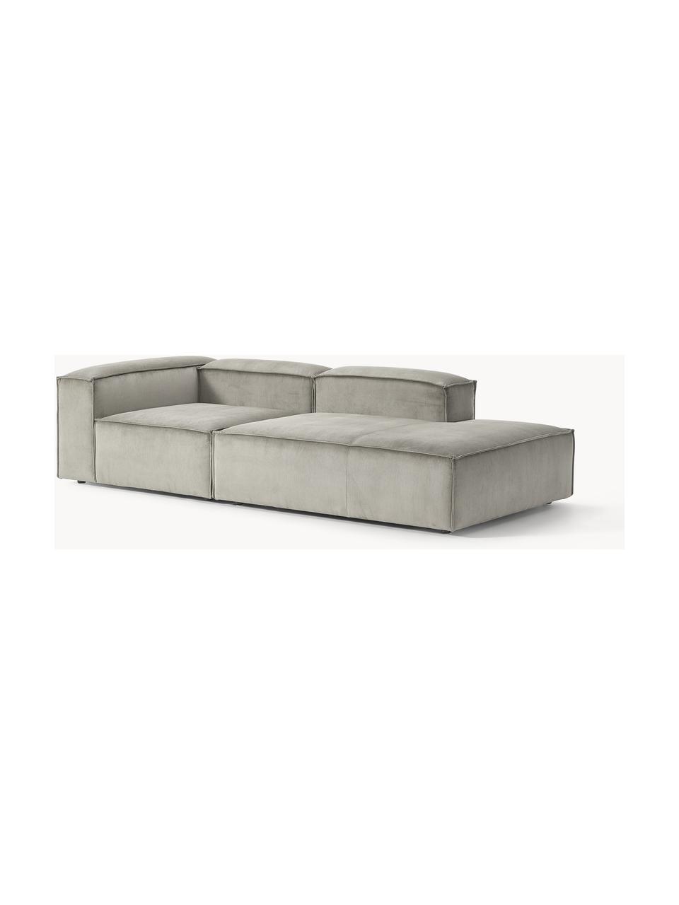 Modulaire chaise longue Lennon van corduroy, Bekleding: corduroy (92% polyester, , Frame: massief grenenhout, multi, Poten: kunststof Dit product is , Corduroy grijs, B 269 x D 119 cm, armleuning rechts