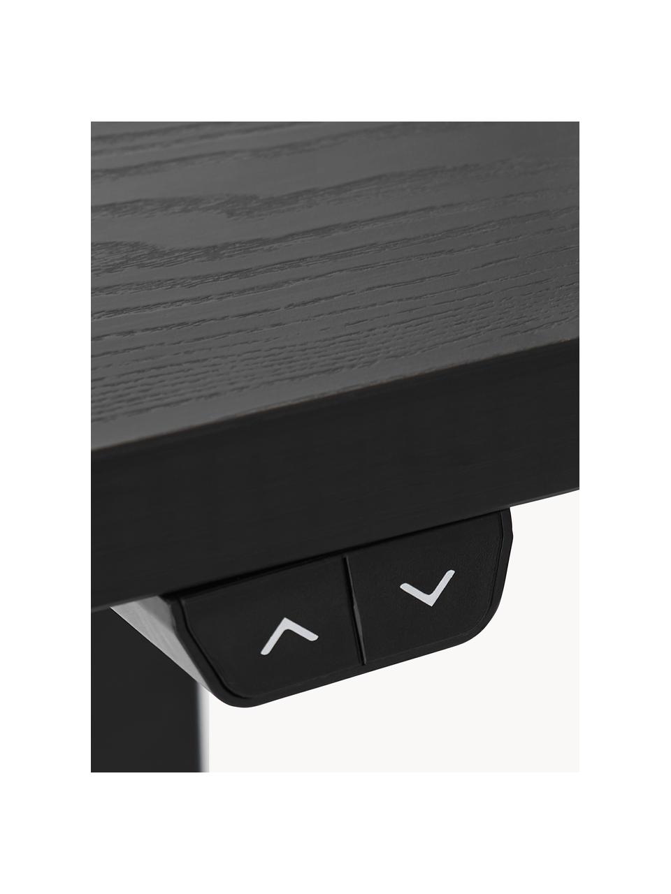 Höhenverstellbarer Schreibtisch Lea, Tischplatte: Sperrholz, Melamin beschi, Gestell: Metall, beschichtet, Schwarz, B 120 x T 60 cm
