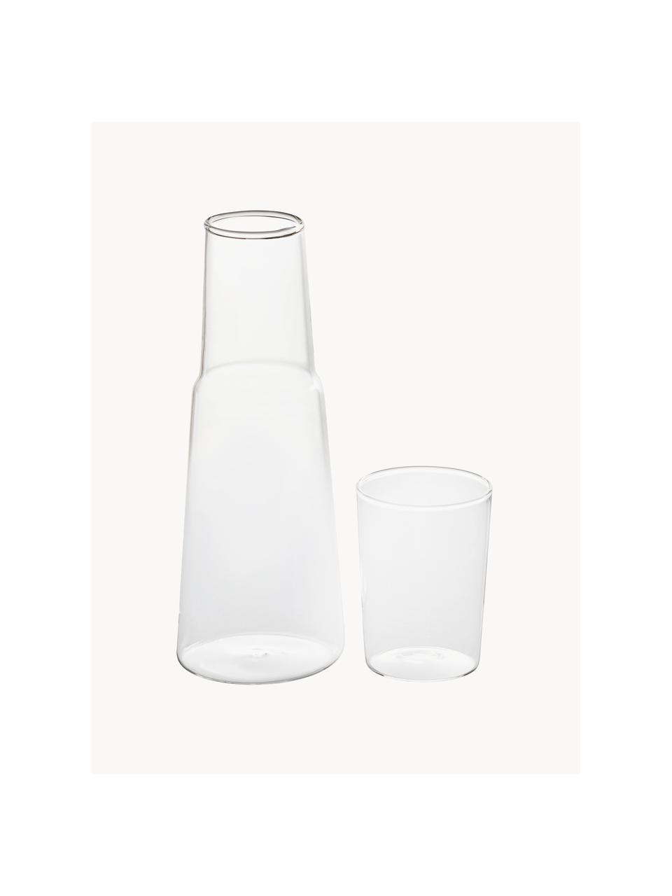 Set de jarra y vaso artesanales Torre, 2 pzas., Vidrio de borosilicato, Transparente, Set de diferentes tamaños