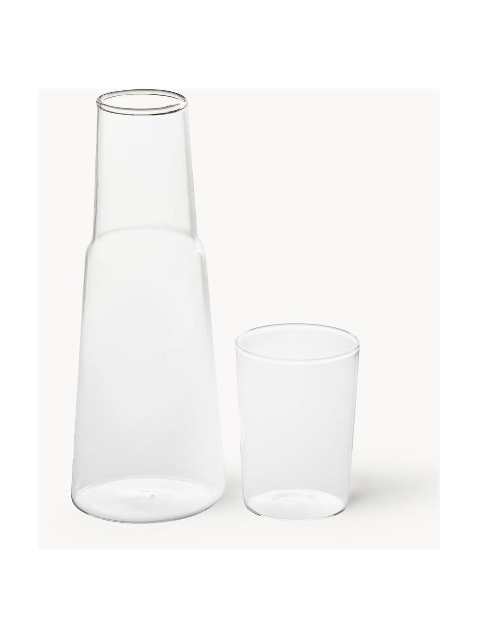 Handgefertigte Karaffe und Wasserglas Torre, 2er-Set, Borosilikatglas, Transparent, Set mit verschiedenen Grössen