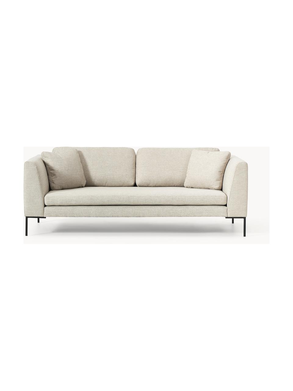 Sofa Emma (3-Sitzer) mit Metall-Füßen, Bezug: Polyester 100.000 Scheuer, Gestell: Massives Kiefernholz, Bir, Füße: Metall, pulverbeschichtet, Webstoff Hellbeige, B 227 x T 100 cm