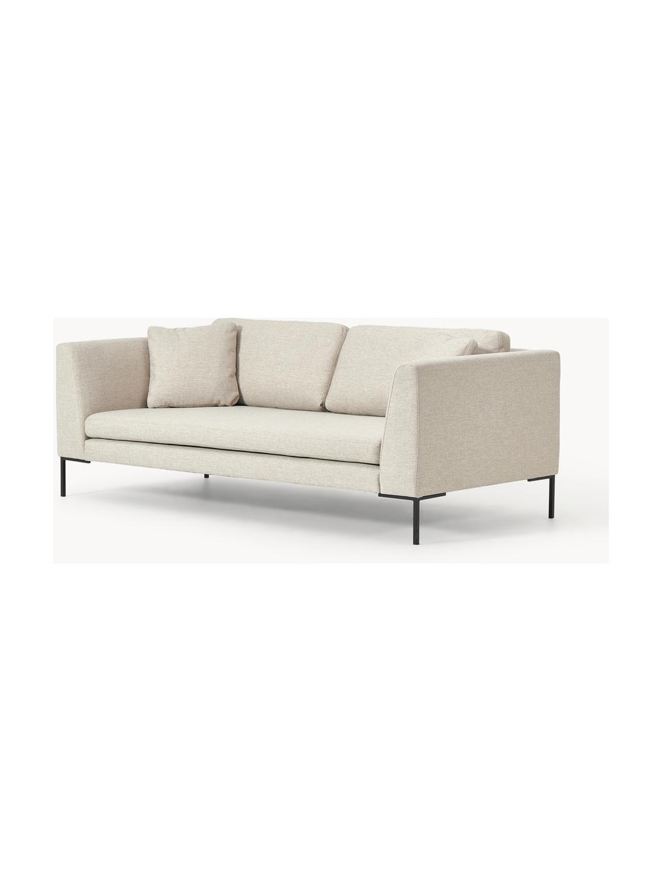 Sofa Emma (3-Sitzer) mit Metall-Füßen, Bezug: Polyester 100.000 Scheuer, Gestell: Massives Kiefernholz, Bir, Füße: Metall, pulverbeschichtet, Webstoff Hellbeige, B 227 x T 100 cm