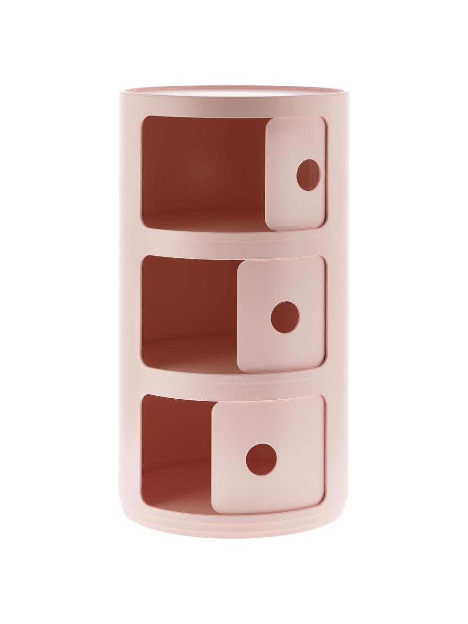 Mesa auxiliar de diseño Componibili, 3 módulos, 100% biopolímero de materias primas renovables, Rosa mate, Ø 32 x Al 59 cm