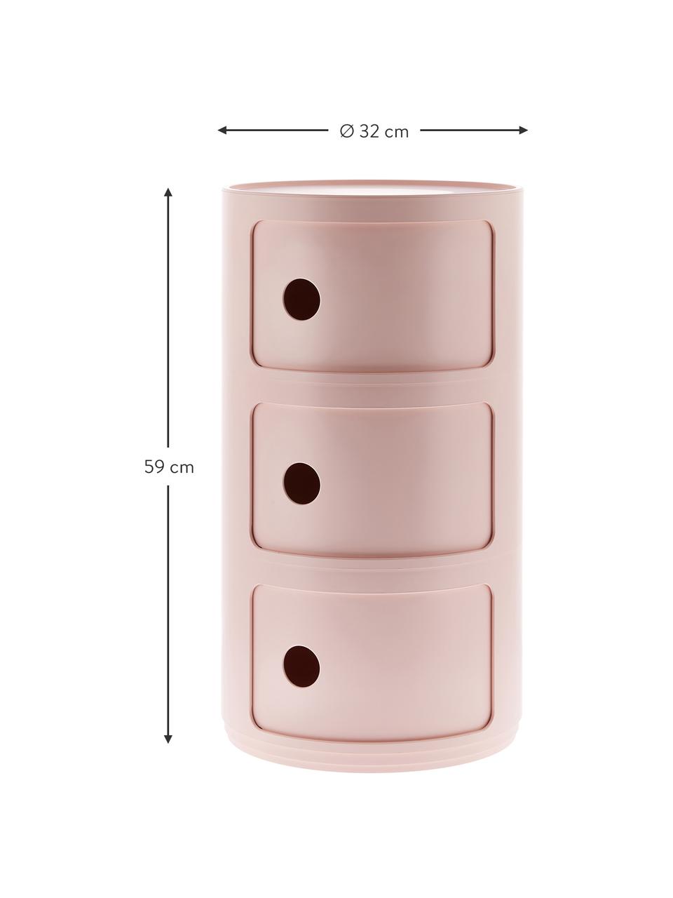 Design container Componibili Bio 3 Modules in roze, 100% biopolymeer van hernieuwbare grondstoffen, Mat roze, Ø 32 x H 59 cm