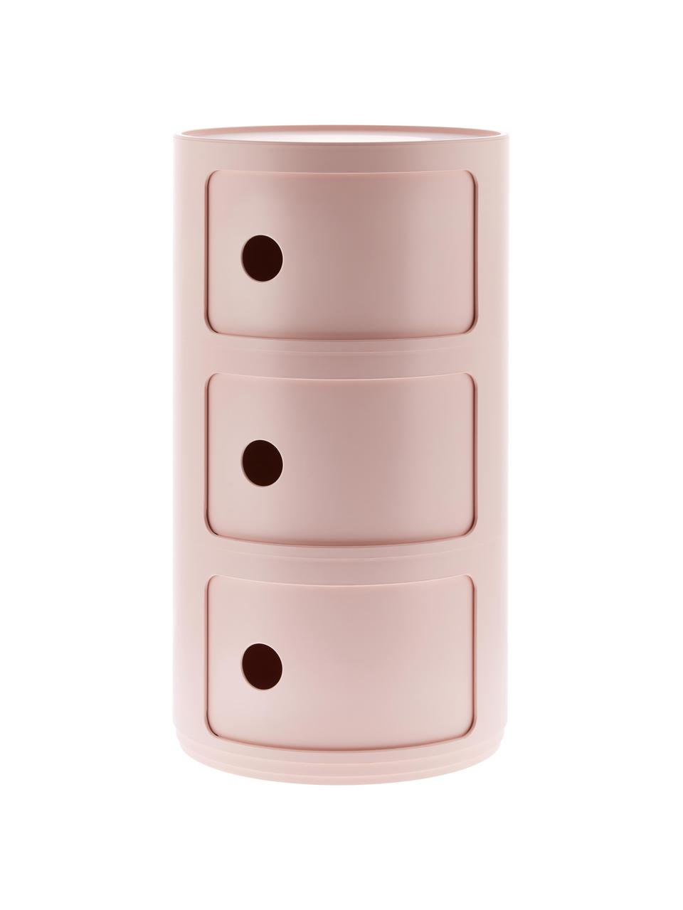 Design container Componibili Bio 3 Modules in roze, 100% biopolymeer van hernieuwbare grondstoffen, Mat roze, Ø 32 x H 59 cm