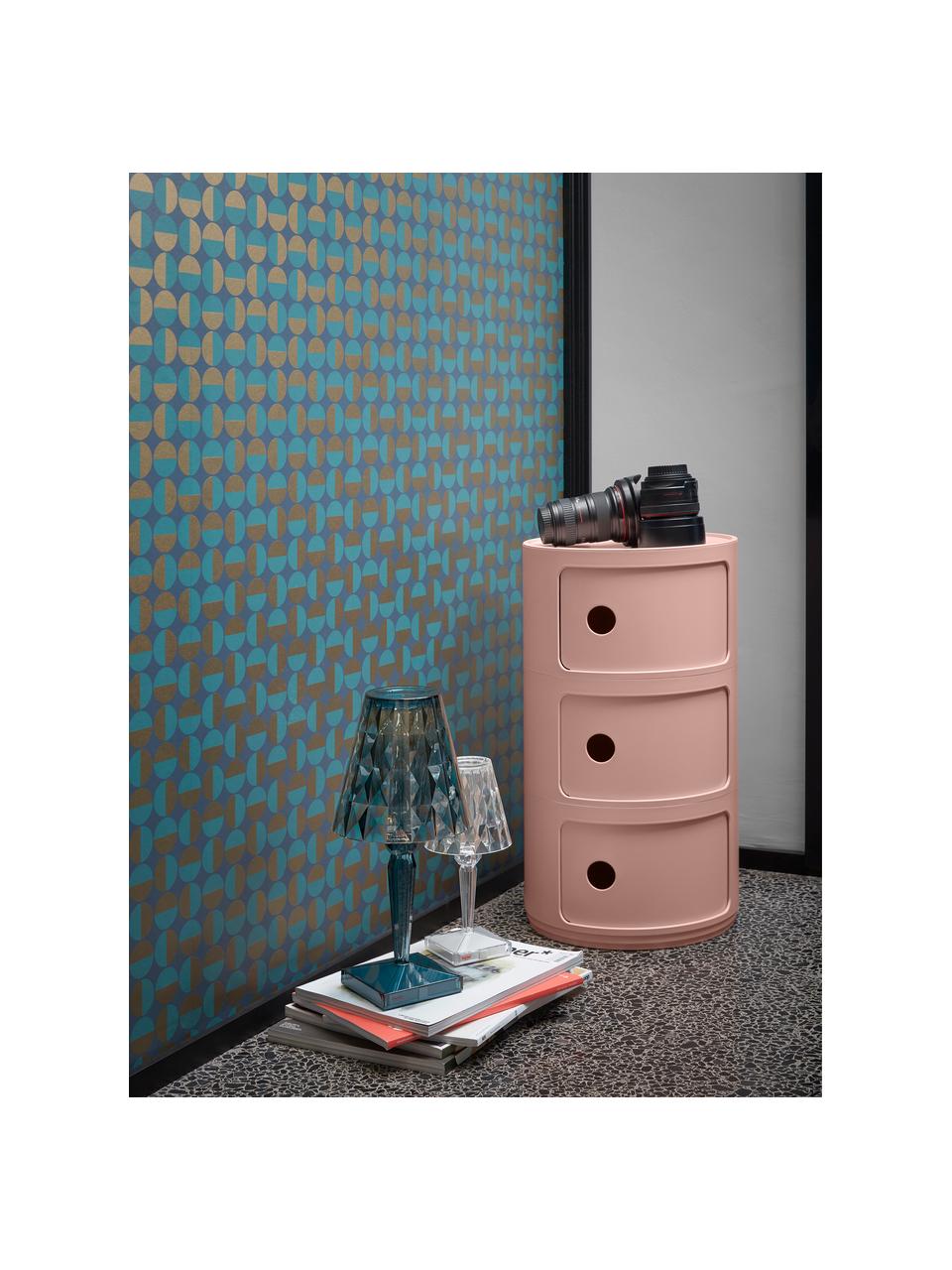 Mesa auxiliar de diseño Componibili, 3 módulos, 100% biopolímero de materias primas renovables, Rosa mate, Ø 32 x Al 59 cm