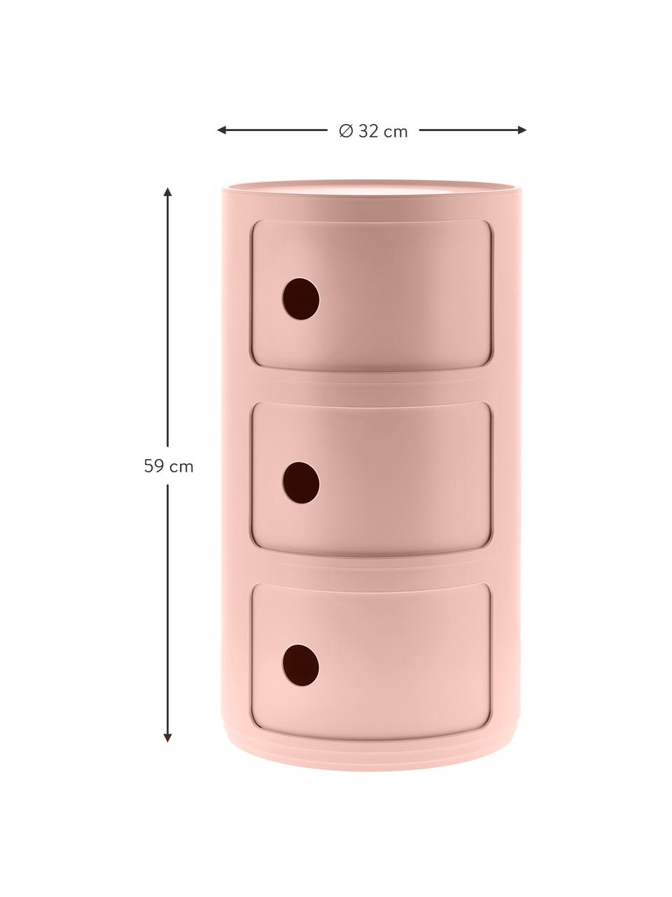 Mesa auxiliar de diseño Componibili, 3 módulos, 100% biopolímero de materias primas renovables, Rosa mate, Ø 32 x Al 59 cm