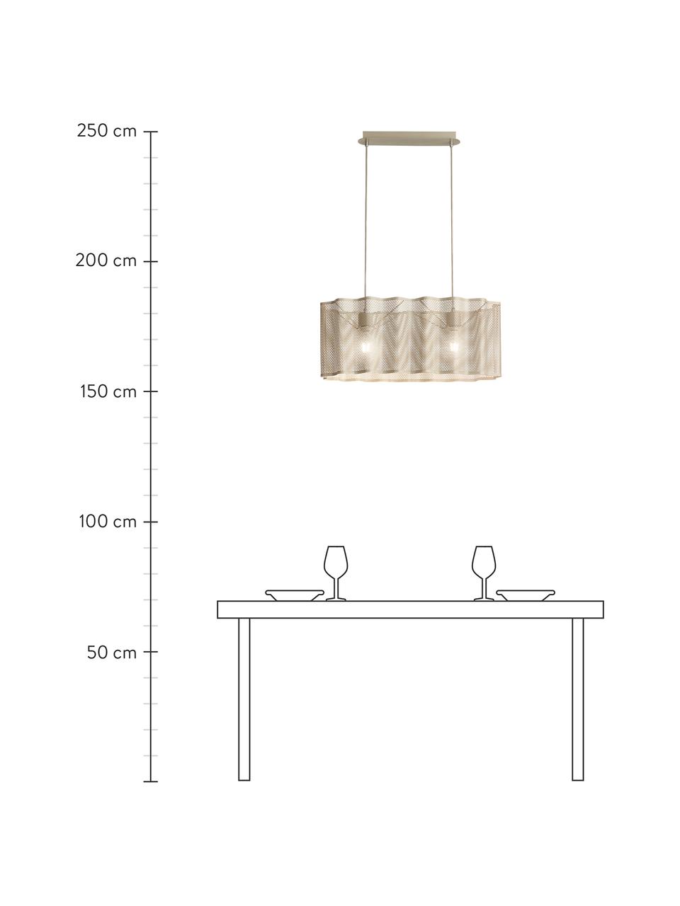 Lampada a sospensione ovale dorata Glicine, Paralume: metallo rivestito, Baldacchino: metallo rivestito, Dorato, Larg. 70 x Alt. 28 cm