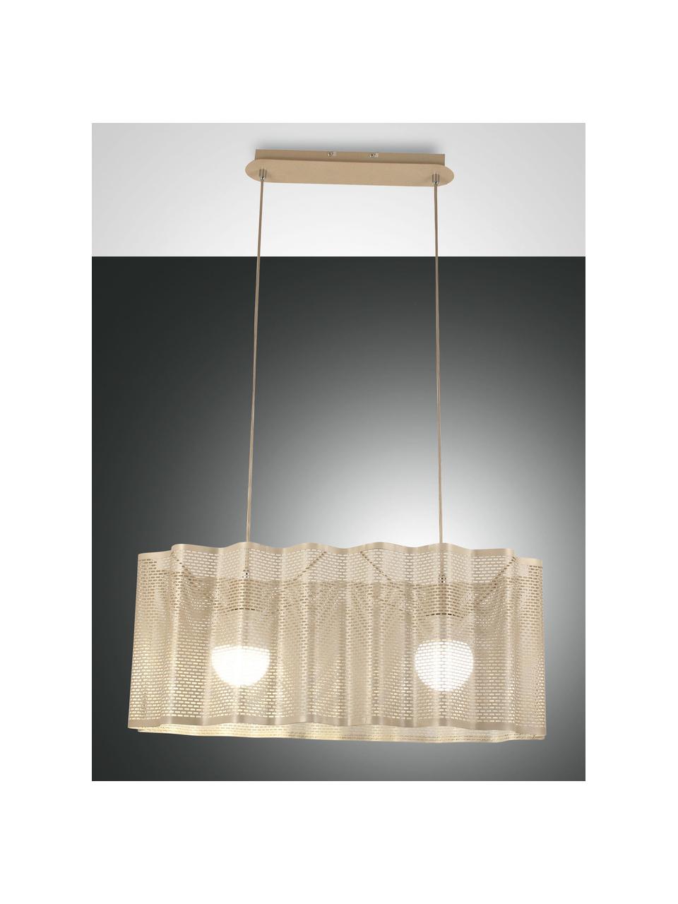 Ovale hanglamp Glicine in goudkleur, Lampenkap: gecoat metaal, Baldakijn: gecoat metaal, Goudkleurig, 70 x 28 cm