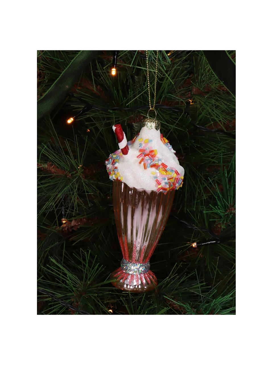 Addobbo per albero Ice, Vetro, Rosa, bianco, Larg. 6 x Alt. 14 cm