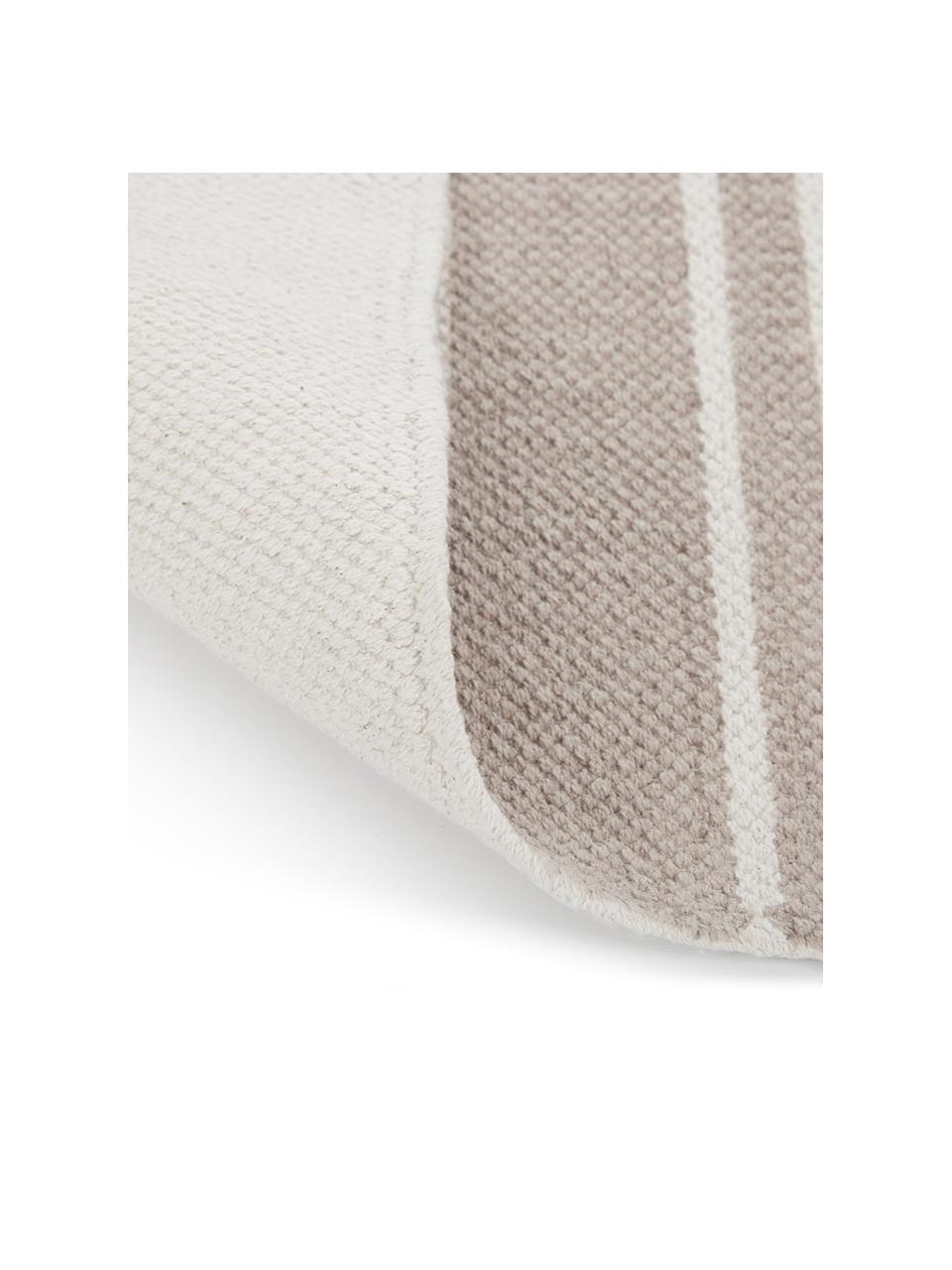 Tappeto in cotone a righe tessuto a mano con nappe Vigga, 100% cotone, Taupe, beige, Larg. 160 x Lung. 230 cm, (taglia M)