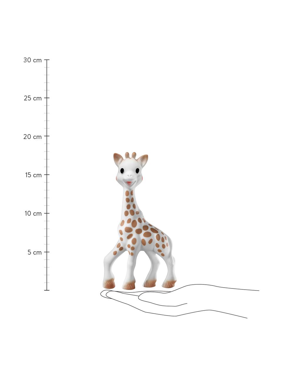 Speelgoed Sophie la girafe met sleutelhanger, 2-delig, 100% natuurlijk rubber, Wit, bruin, Set met verschillende formaten