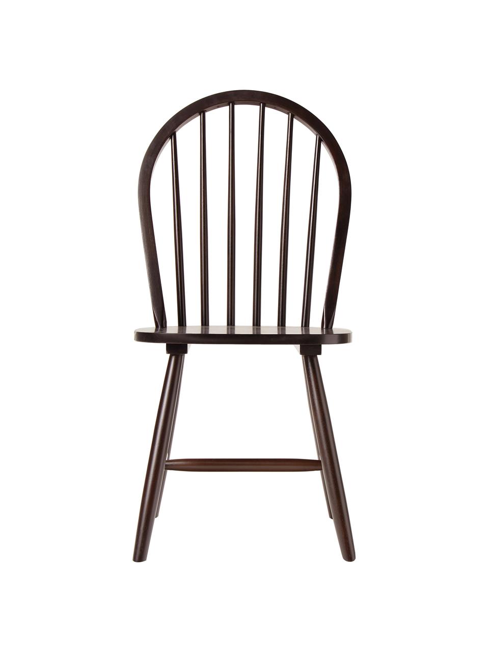 Windsor houten stoelen Megan in donkerbruin, 2 stuks, Gelakt rubberhout, Donkerbruin, B 46 x D 51 cm