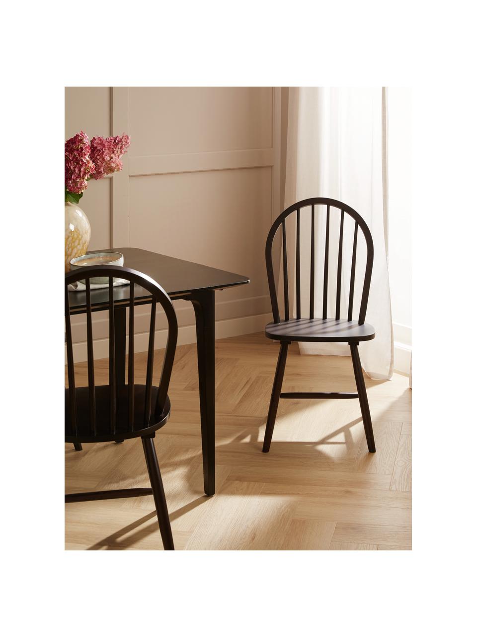 Drevená stolička v štýle Windsor Megan, 2 ks, Kaučukovníkové drevo, Tmavé drevo, Š 46 x H 51 cm