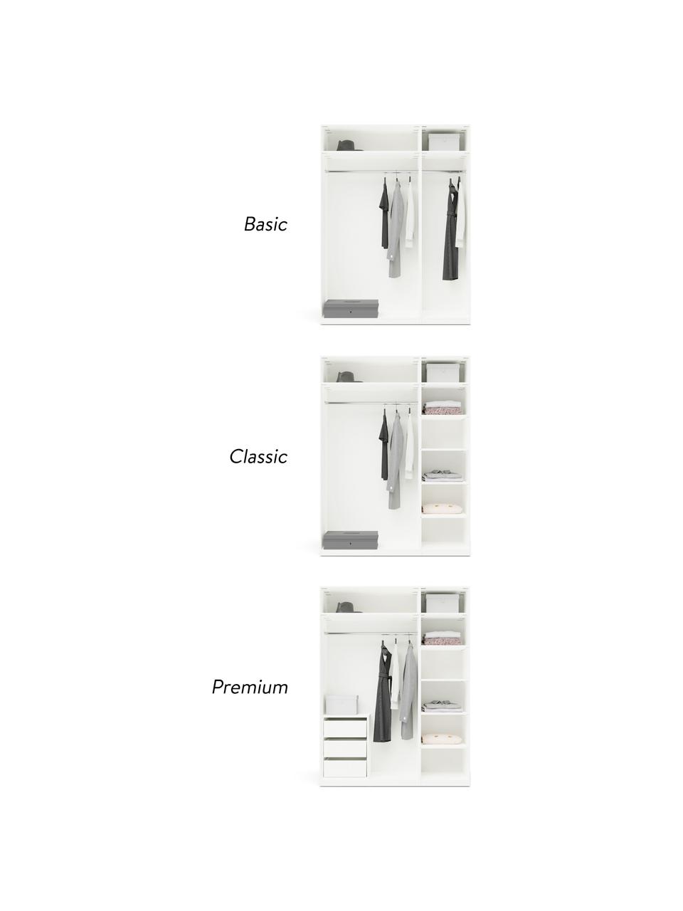 Modulaire draaideurkast Leon, 150 cm breed, meerdere varianten, Wit, Premium interieur, hoogte 200 cm