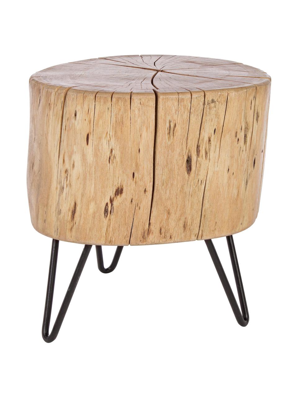 Mesa auxiliar Arthur, Tablero: madera de acacia, Patas: metal, Tablero: madera de acacia, lacado Patas: negro, An 35 x Al 35 cm
