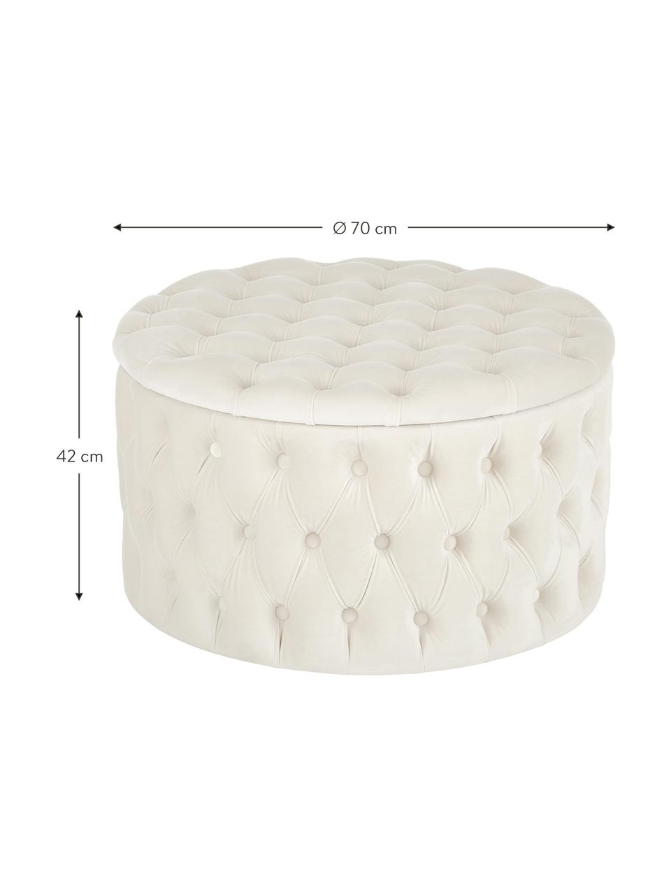 Puf XL z aksamitu z miejscem do przechowywania Chiara, Tapicerka: aksamit (poliester) Dzięk, Korpus: drewno eukaliptusowe, Kremowobiały aksamit, Ø 70 x W 42 cm