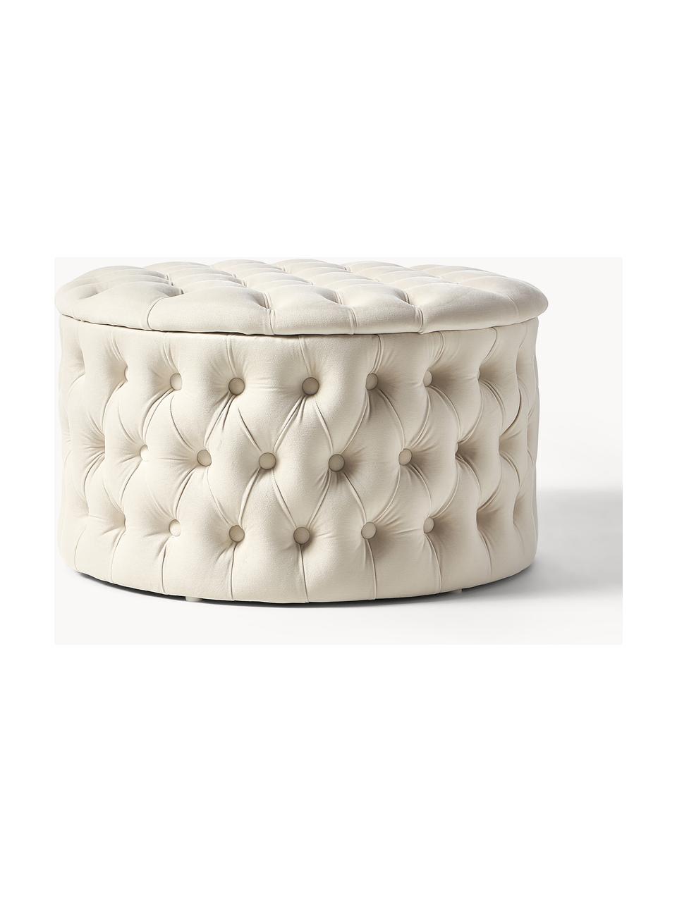 Pouf contenitore XL in velluto Chiara, Rivestimento: velluto (poliestere) Con , Velluto beige chiaro, Ø 70 x Alt. 42 cm