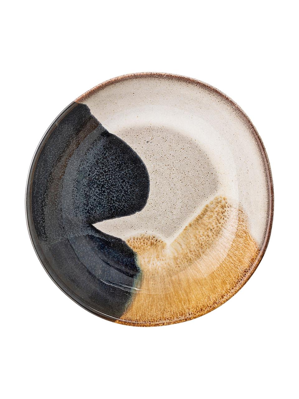 Ručne vyrobený hlboký tanier z kameniny Jules, 2 ks, Béžová, tóny hnedej, čierna