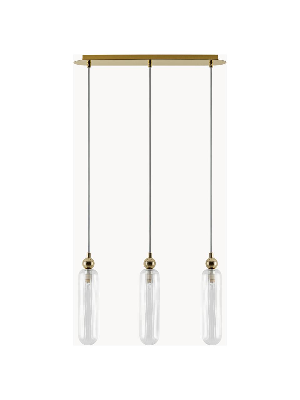 Dimmbare Pendelleuchte Cluster, Lampenschirm: Glas, Transparent, Goldfarben, B 50 x H 204 cm