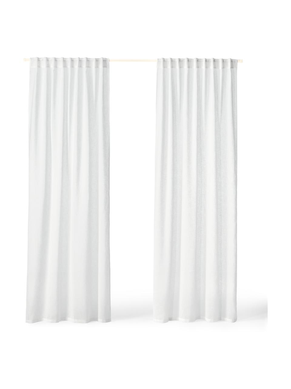 Semi-transparant gordijn Ibiza met tunnelzoom, 2 stuks, 100% polyester, Wit, B 135 x L 260 cm