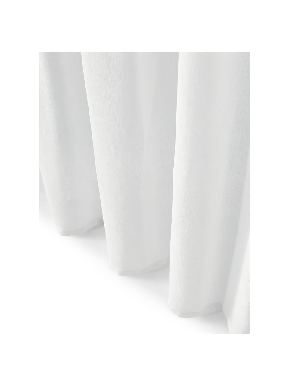 Semi-transparant gordijn Ibiza in crèmewit met tunnelzoom, 2 stuks, 100% polyester, Wit, B 135 x L 260 cm