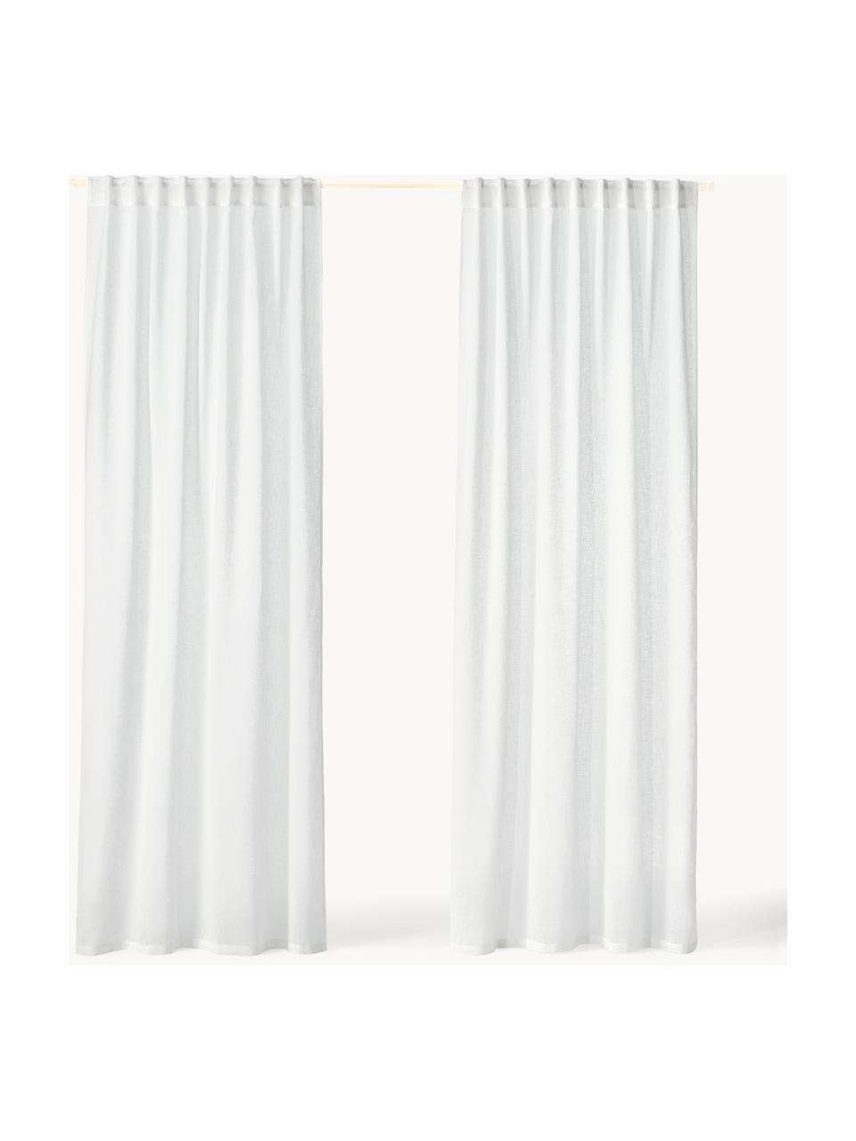 Cortinas semitransparente con dobladillo Gardine Ibiza, 2 uds., 100% poliéster, Blanco, An 135 x L 260 cm