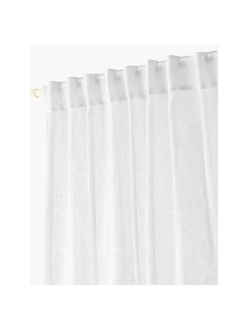 Cortinas semitransparente con dobladillo Gardine Ibiza, 2 uds., 100% poliéster, Blanco, An 135 x L 260 cm