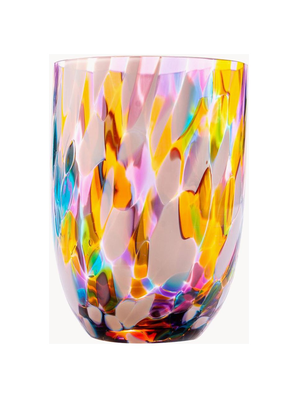 Súprava ručne vyrobených pohárov na vodu Splash, 6 dielov, Sklo, Viac farieb, Ø 7 x V 10 cm, 250 ml