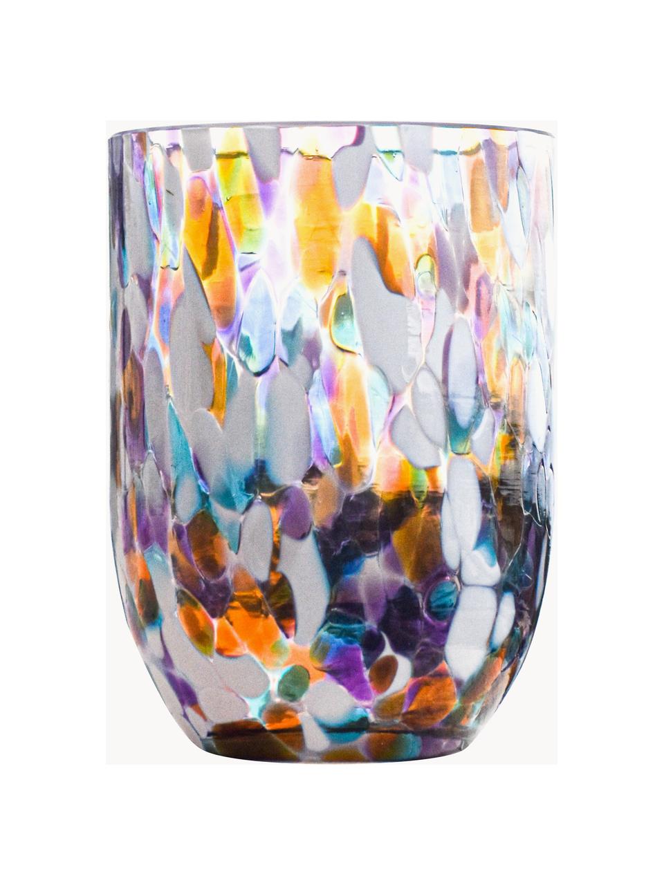 Verres à eau artisanaux Splash, 6 pièces, Verre, Multicolore, Ø 7 x haut. 10 cm, 250 ml