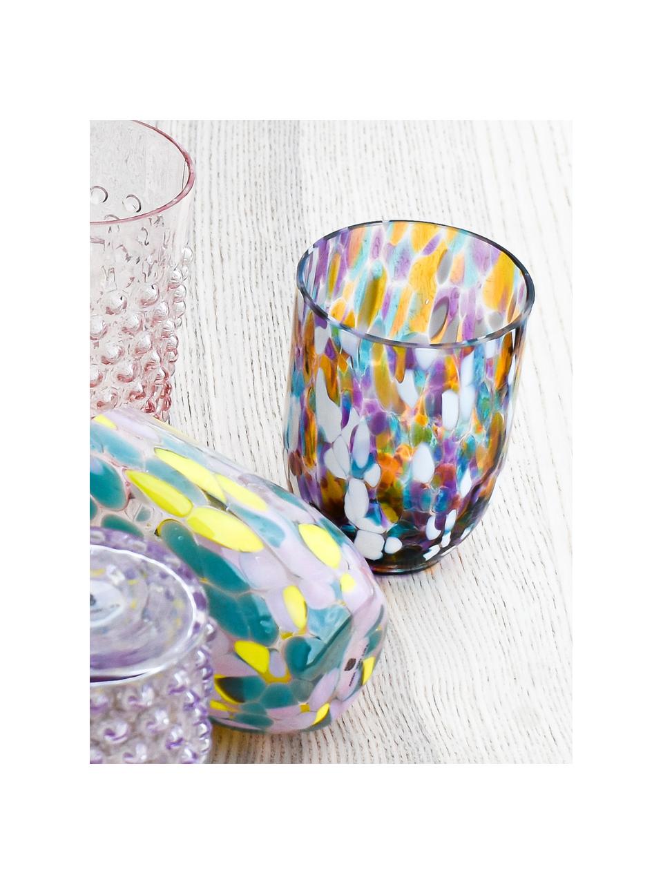 Verres à eau artisanaux Splash, 6 pièces, Verre, Multicolore, Ø 7 x haut. 10 cm, 250 ml