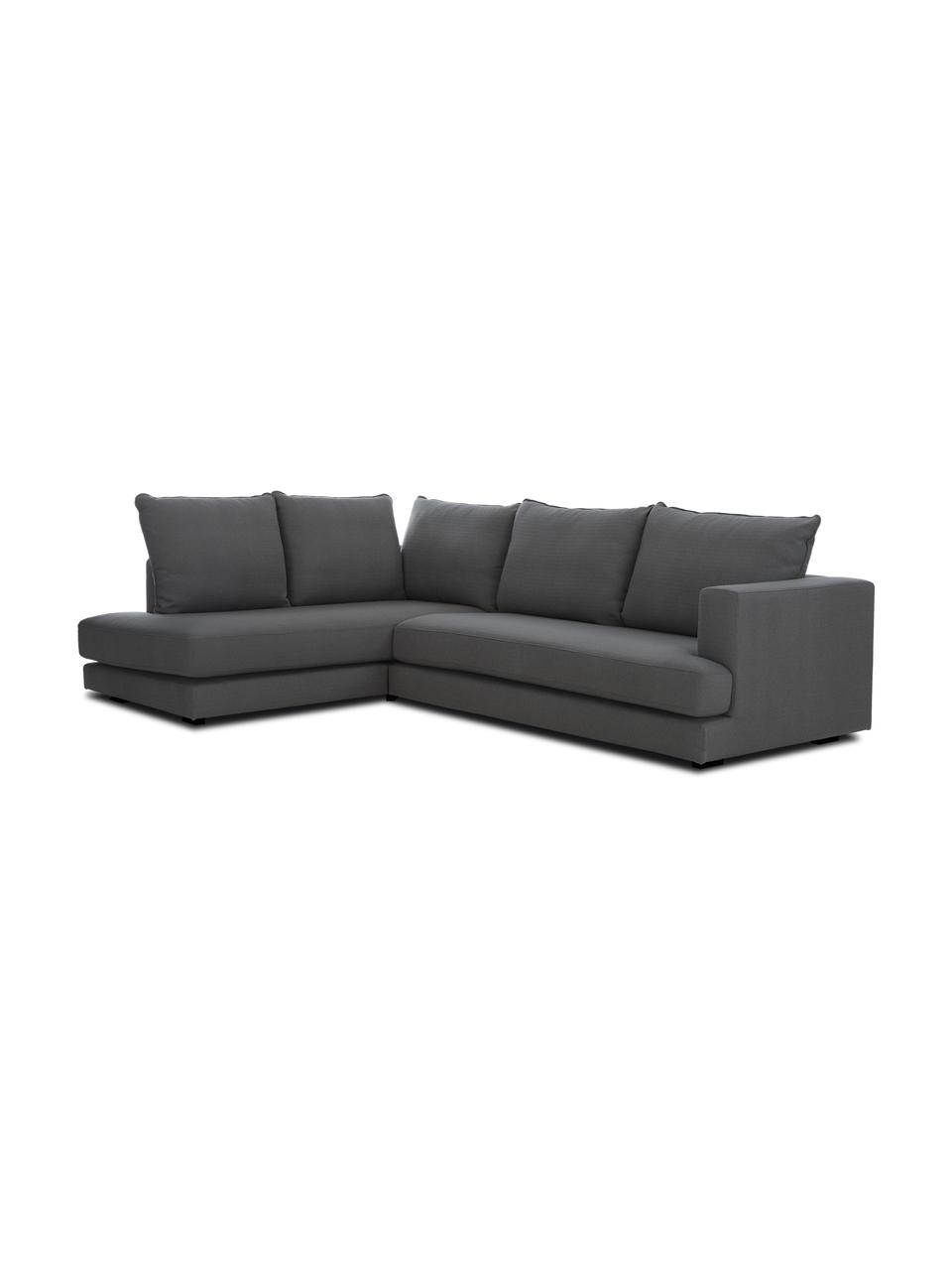 Sofa narożna Tribeca, Tapicerka: poliester Dzięki tkaninie, Stelaż: lite drewno sosnowe, Nogi: lite drewno bukowe, lakie, Antracytowa tkanina, S 274 x G 192 cm, lewostronna