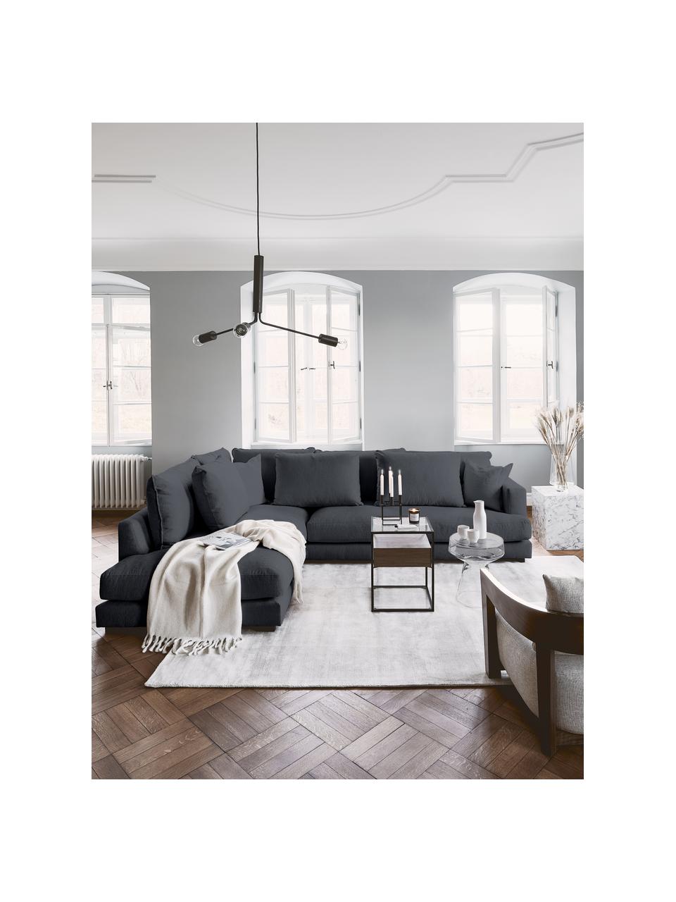 Sofa narożna Tribeca, Tapicerka: poliester Dzięki tkaninie, Stelaż: lite drewno sosnowe, Nogi: lite drewno bukowe, lakie, Antracytowa tkanina, S 274 x G 192 cm, lewostronna