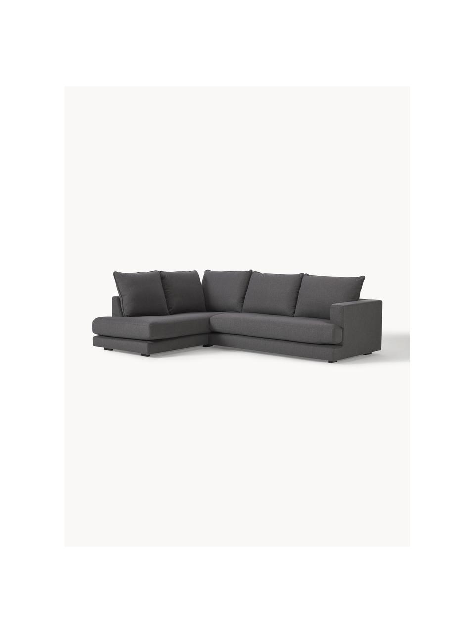 Ecksofa Tribeca, Bezug: 100 % Polyester Der hochw, Gestell: Massives Kiefernholz, Füße: Massives Buchenholz, lack, Webstoff Anthrazit, B 274 x T 192 cm, Eckteil links