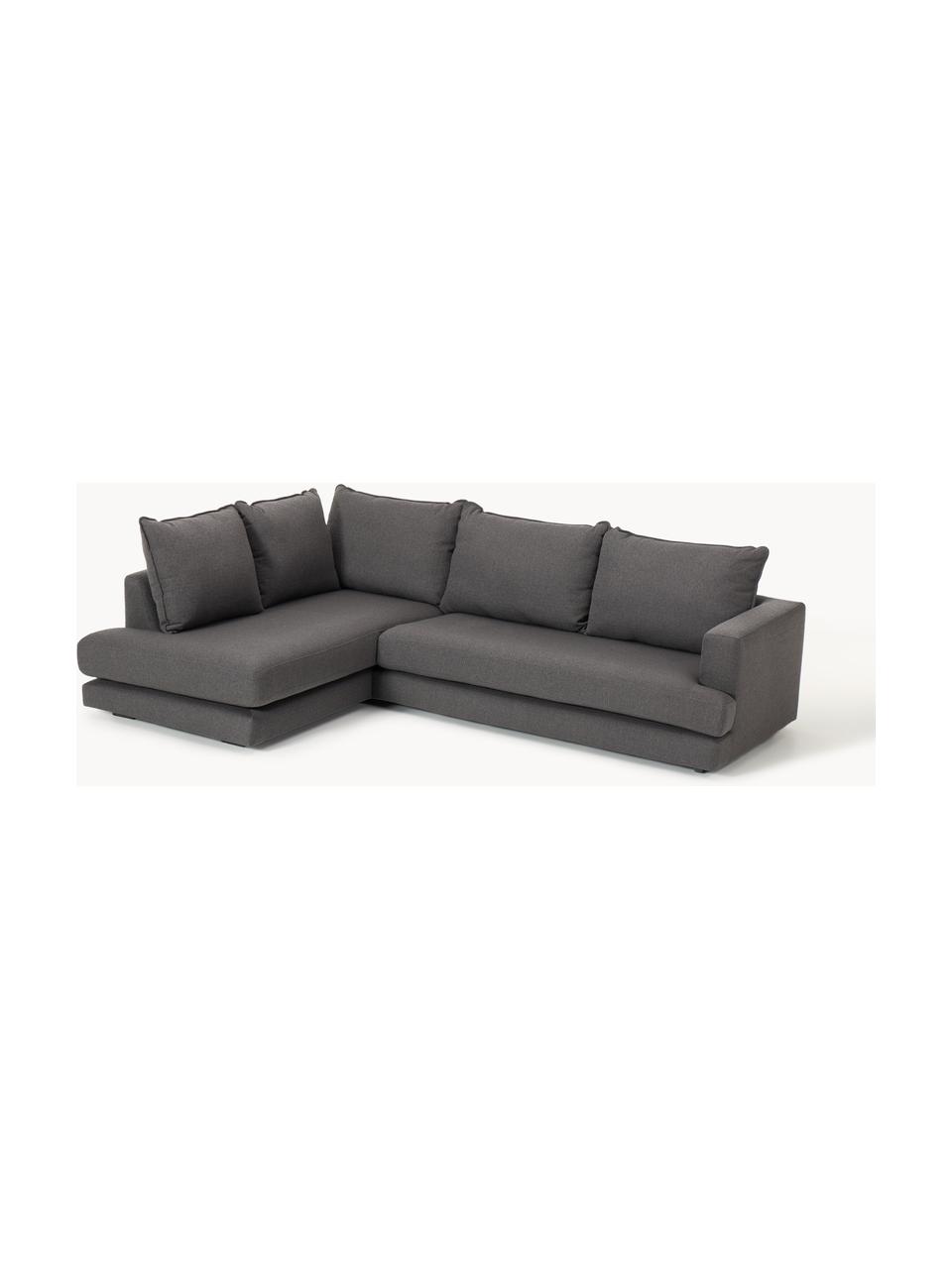 Ecksofa Tribeca, Bezug: 100 % Polyester Der hochw, Gestell: Massives Kiefernholz, Füße: Massives Buchenholz, lack, Webstoff Anthrazit, B 274 x T 192 cm, Eckteil links