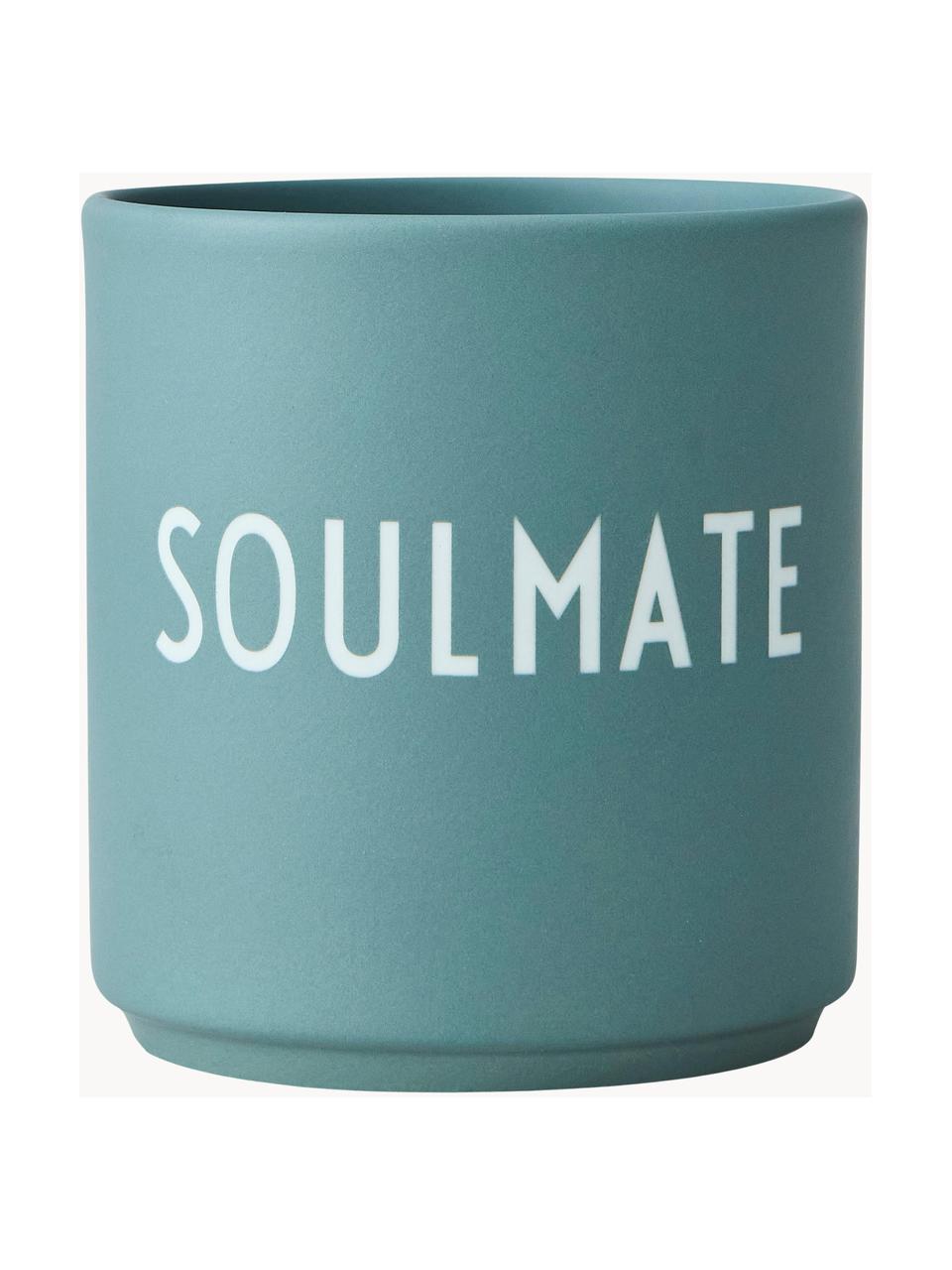 Design Becher Favourite SOULMATE mit Schriftzug, Fine Bone China (Porzellan)
Fine Bone China ist ein Weichporzellan, das sich besonders durch seinen strahlenden, durchscheinenden Glanz auszeichnet., Petrol (Soulmate), Ø 8 x 9 cm, 250 ml