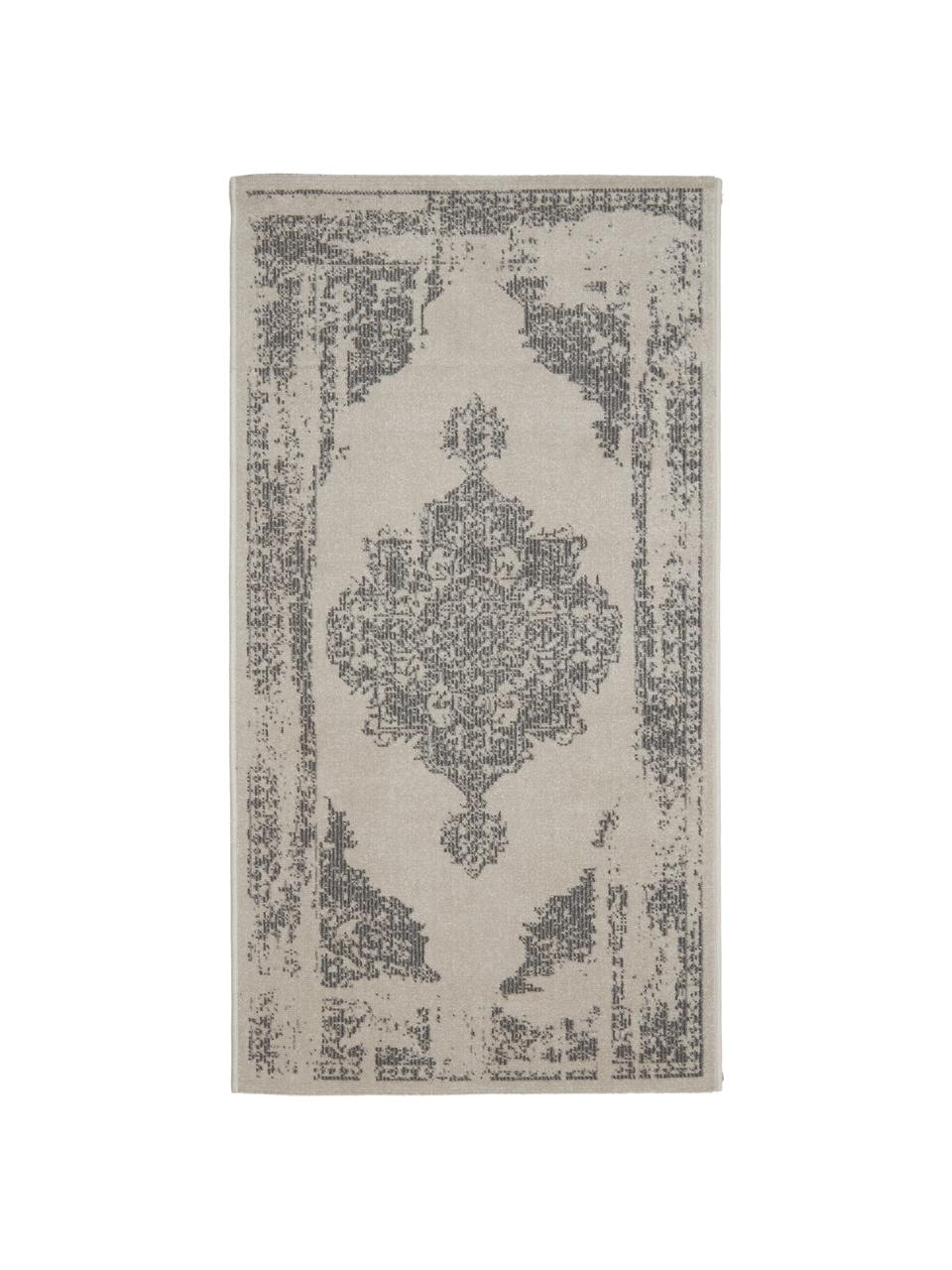 Tapis gris extérieur / intérieur style vintage Everly, 100 % polypropylène, Gris, larg. 80 x long. 150 cm (taille XS)