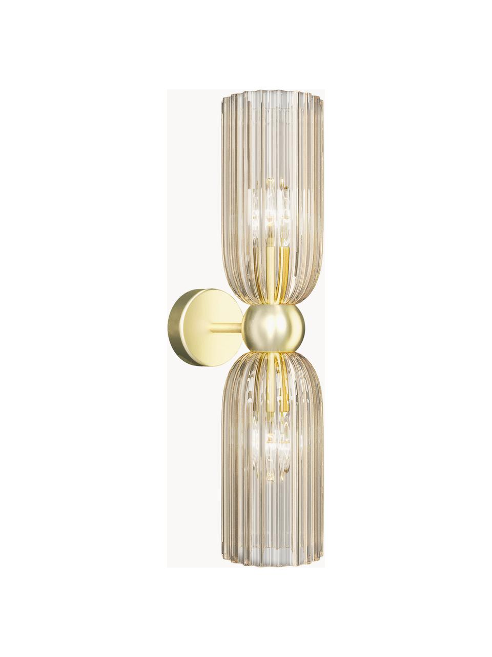 Up- & Downleuchte Antic, Lampenschirm: Glas, Hellbeige transparent, Goldfarben, B 10 x H 44 cm