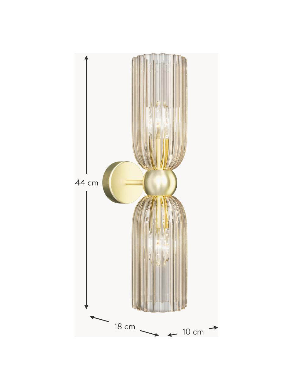 Up- & Downleuchte Antic, Lampenschirm: Glas, Hellbeige transparent, Goldfarben, B 10 x H 44 cm