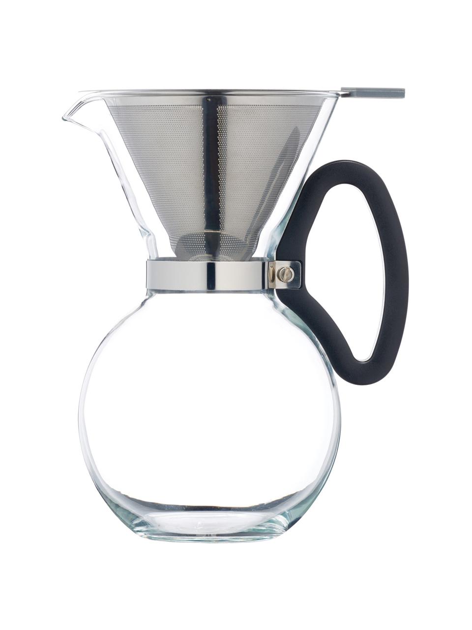 Caffettiera in vetro con attacco filtro estraibile Daisy, Brocca: vetro borosilicato, Manico: materiale sintetico (ABS), Trasparente, accaio inossidabile, 1 L