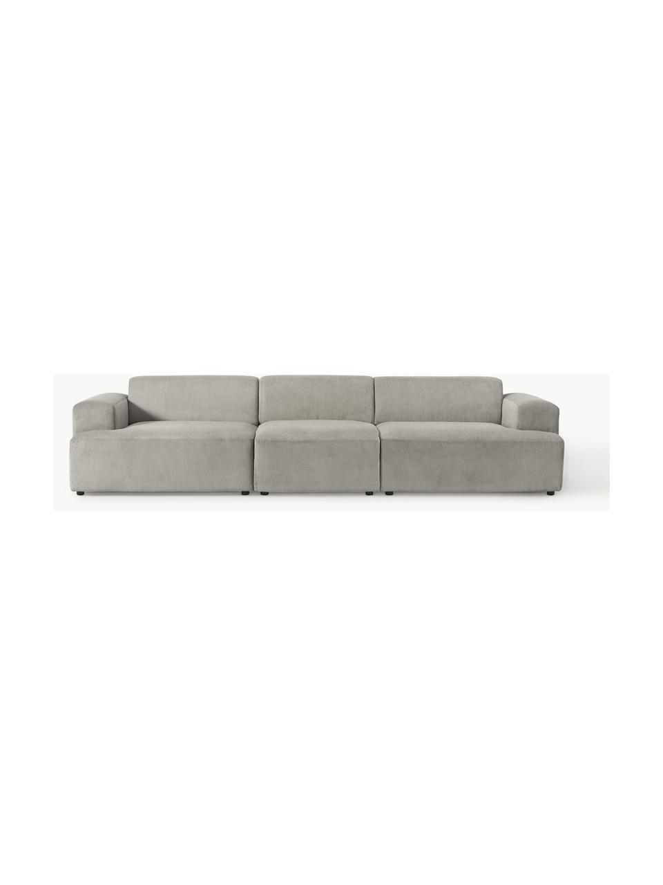 Cord-Sofa Melva (4-Sitzer), Bezug: Cord (92 % Polyester, 8 %, Gestell: Massives Kiefernholz, Spe, Füße: Kunststoff Dieses Produkt, Cord Grau, B 319 x T 101 cm