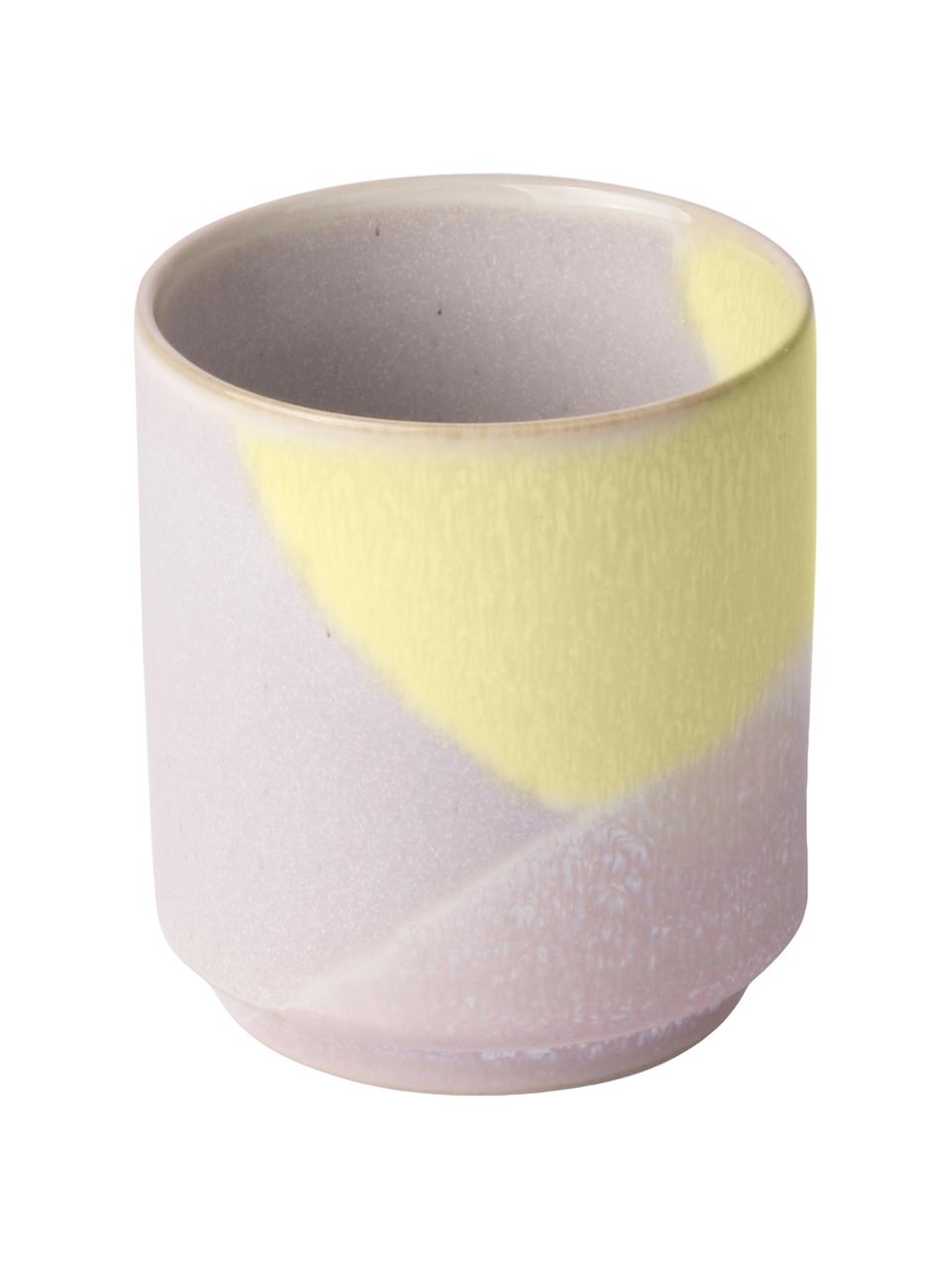 Tazza senza manico fatta a mano Gallery 2 pz, Gres, Lilla, giallo, Ø 7 x Alt. 8 cm